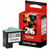 Cartouche d`encre originale Lexmark N° 26 tricolore, 275 pages pour  Lexmark Z 640 compatible avec 10N0026E.