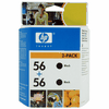 2 x Cartouche d`encre originale HP N° 56 noire, 2 x 19 ml. pour HP OfficeJet 4110 compatible avec C9502AE.