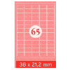 Etiquettes adhésives, 38 x 21.2 mm, 6500 pcs. pour Laser et jet d'encre