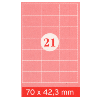 Etiquettes adhésives, 70 x 42.3 mm, 2100 pcs. pour Laser et jet d'encre
