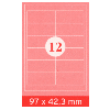 Etiquettes adhésives, 97 x 42.3 mm, 1200 pcs. pour Laser et jet d'encre