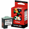 Cartouche d`encre originale Lexmark N° 26 tricolore, 275 pages pour Lexmark ColorJet Z23e compatible avec 10N0026E.
