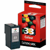 Cartouche d`encre originale Lexmark N° 33 tricolore, 190 pages pour Lexmark P 6270 compatible avec 18CX033E.