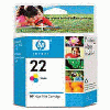 Cartouche d`encre originale HP N° 22 tricolore, 5 ml. pour HP OfficeJet 4638 compatible avec C9352A.