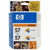 2 x Cartouche d`encre originale HP N° 57 tricolore, 2 x 17 ml. pour HP PhotoSmart 100 compatible avec C9503AE.