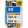 2 x Cartouche d`encre originale HP N° 344 tricolore, 2 x 14 ml. pour HP DeskJet 460 wbt compatible avec C9505EE.